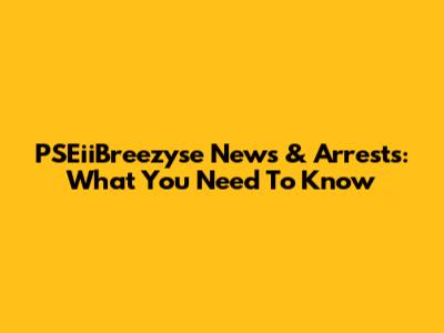 PSEiiBreezyse News & Arrests: What You Need To Know