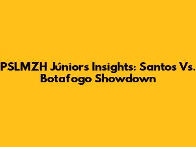 PSLMZH Júnior's Insights: Santos Vs. Botafogo Showdown