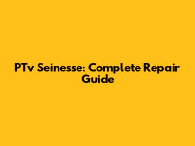 PTv Seinesse: Complete Repair Guide