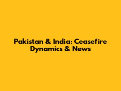Pakistan & India: Ceasefire Dynamics & News