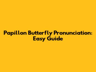 Papillon Butterfly Pronunciation: Easy Guide
