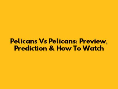 Pelicans Vs Pelicans: Preview, Prediction & How To Watch