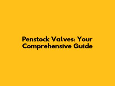 Penstock Valves: Your Comprehensive Guide