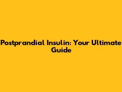 Postprandial Insulin: Your Ultimate Guide