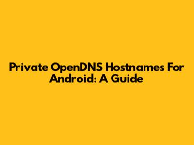 Private OpenDNS Hostnames For Android: A Guide