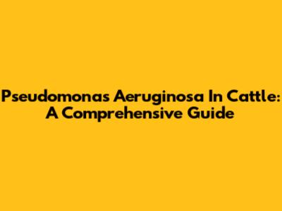 Pseudomonas Aeruginosa In Cattle: A Comprehensive Guide