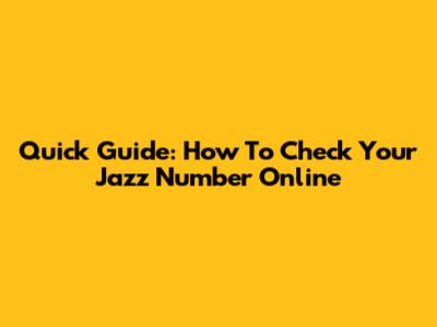 Quick Guide: How To Check Your Jazz Number Online