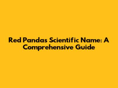 Red Panda's Scientific Name: A Comprehensive Guide