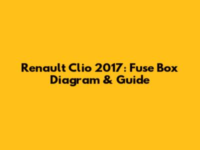 Renault Clio 2017: Fuse Box Diagram & Guide