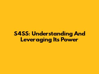 S4SS: Understanding And Leveraging Its Power