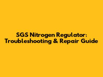 SGS Nitrogen Regulator: Troubleshooting & Repair Guide