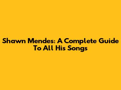 Shawn Mendes: A Complete Guide To All His Songs