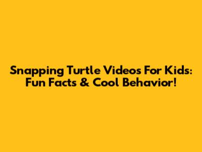 Snapping Turtle Videos For Kids: Fun Facts & Cool Behavior!