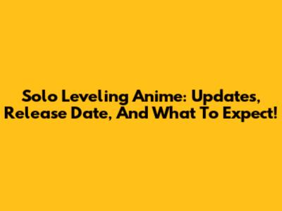 Solo Leveling Anime: Updates, Release Date, And What To Expect!
