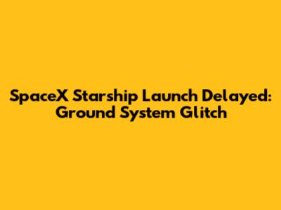 SpaceX Starship Launch Delayed: Ground System Glitch