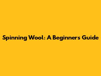Spinning Wool: A Beginner's Guide