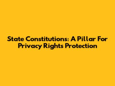 State Constitutions: A Pillar For Privacy Rights Protection
