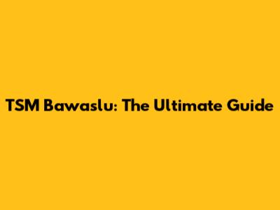TSM Bawaslu: The Ultimate Guide