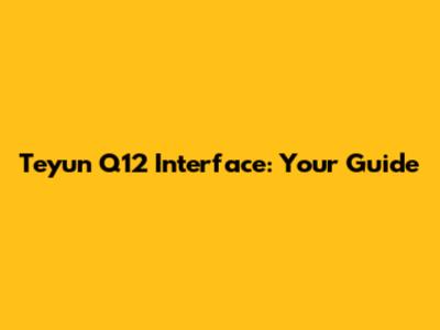 Teyun Q12 Interface: Your Guide