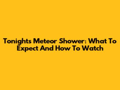 Tonight's Meteor Shower: What To Expect And How To Watch