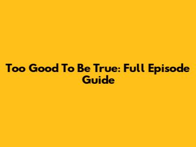 Too Good To Be True: Full Episode Guide