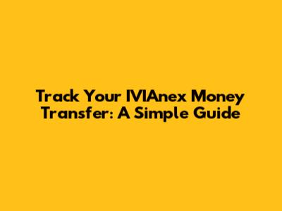 Track Your IVIAnex Money Transfer: A Simple Guide