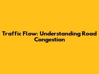 Traffic Flow: Understanding Road Congestion