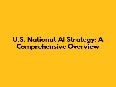 U.S. National AI Strategy: A Comprehensive Overview