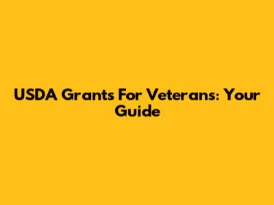 USDA Grants For Veterans: Your Guide