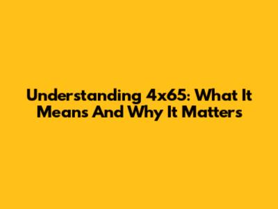 Understanding 4x65: What It Means And Why It Matters