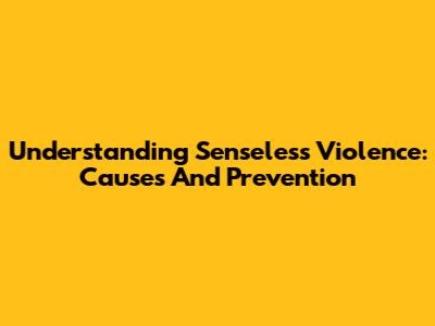 Understanding Senseless Violence: Causes And Prevention