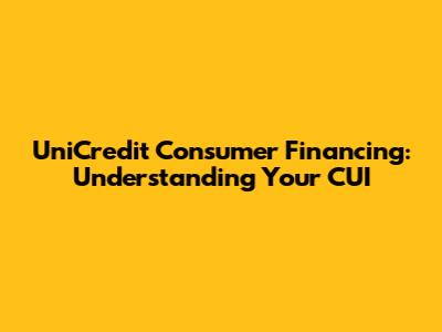 UniCredit Consumer Financing: Understanding Your CUI