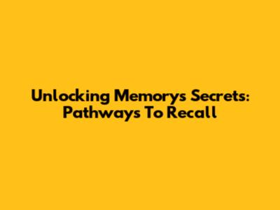 Unlocking Memory's Secrets: Pathways To Recall