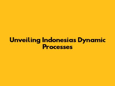 Unveiling Indonesia's Dynamic Processes