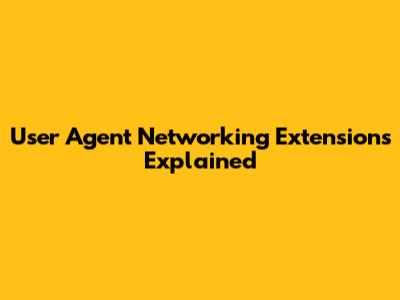 User Agent Networking Extensions Explained