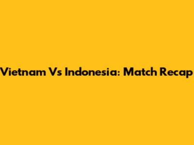 Vietnam Vs Indonesia: Match Recap