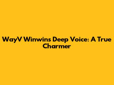WayV Winwin's Deep Voice: A True Charmer