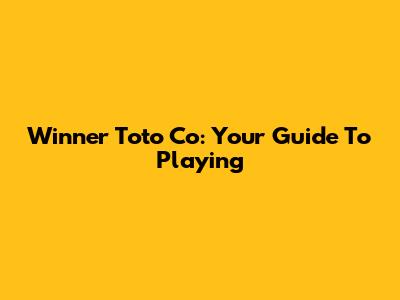 Winner Toto Co: Your Guide To Playing