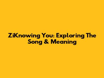 ZiKnowing You: Exploring The Song & Meaning