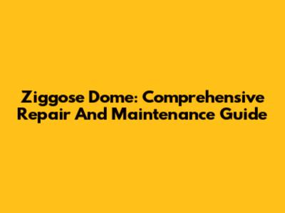 Ziggose Dome: Comprehensive Repair And Maintenance Guide